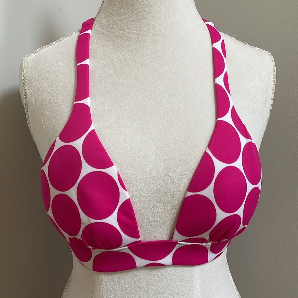 Victoria's Secret Push Up Halter Top Bikini Top, size Medium, Pink & White
